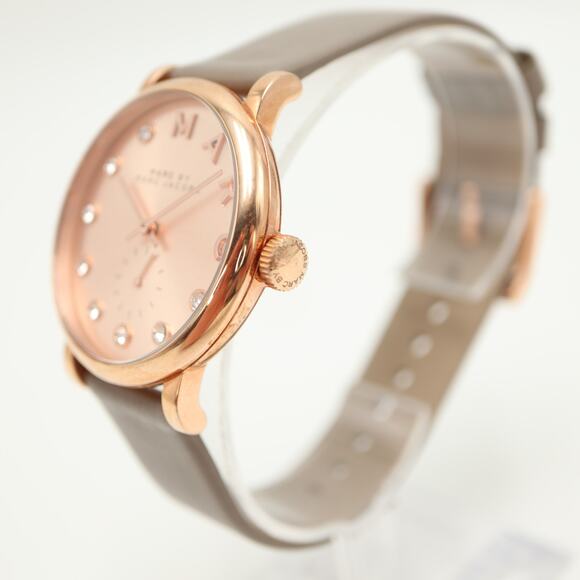 Marc By Marc Jacobs Baker 37mm Watch Rose Gold Tone Leather Strap w New Battery - Picture 10 of 14